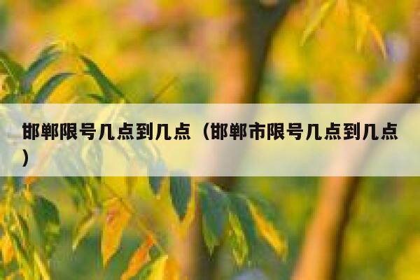 邯郸限号几点到几点（邯郸市限号几点到几点） 第1张
