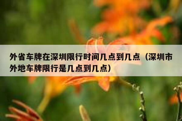 外省车牌在深圳限行时间几点到几点（深圳市外地车牌限行是几点到几点） 第1张