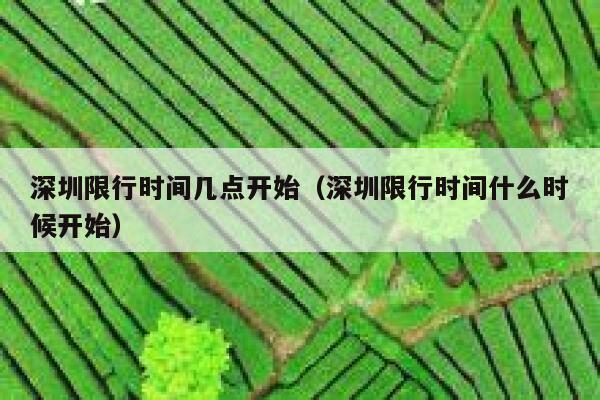 深圳限行时间几点开始（深圳限行时间什么时候开始） 第1张
