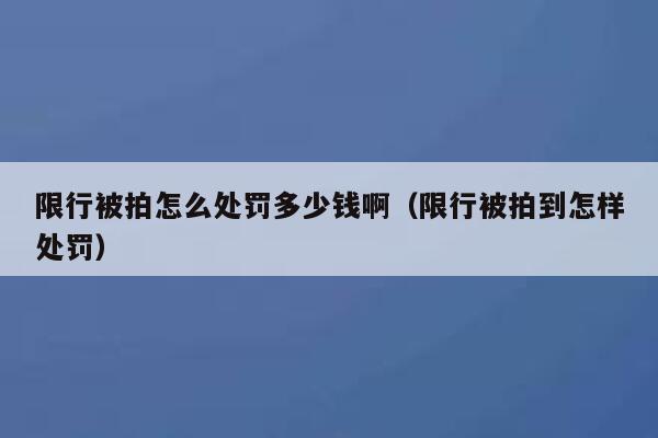 限行被拍怎么处罚多少钱啊（限行被拍到怎样处罚） 第1张
