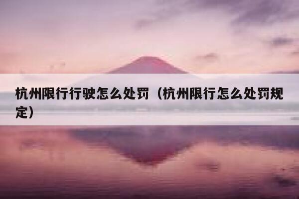 杭州限行行驶怎么处罚（杭州限行怎么处罚规定） 第1张