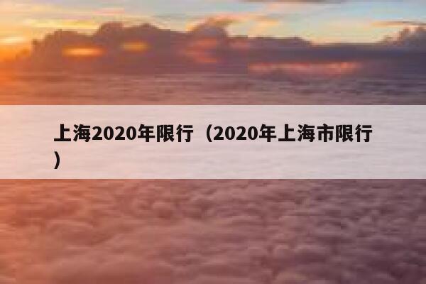 上海2020年限行（2020年上海市限行） 第1张
