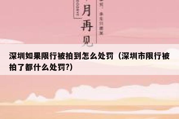 深圳如果限行被拍到怎么处罚（深圳市限行被拍了都什么处罚?） 第1张