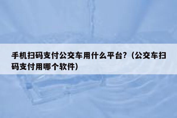 手机扫码支付公交车用什么平台?（公交车扫码支付用哪个软件） 第1张