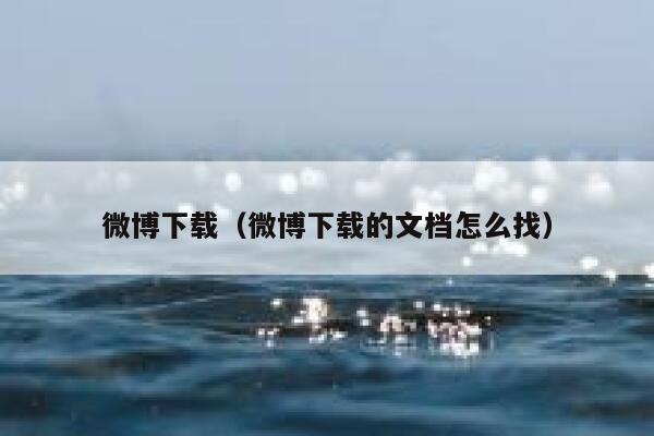 微博下载（微博下载的文档怎么找） 第1张