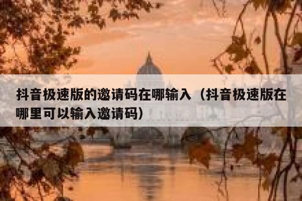 抖音极速版的邀请码在哪输入（抖音极速版在哪里可以输入邀请码） 第1张