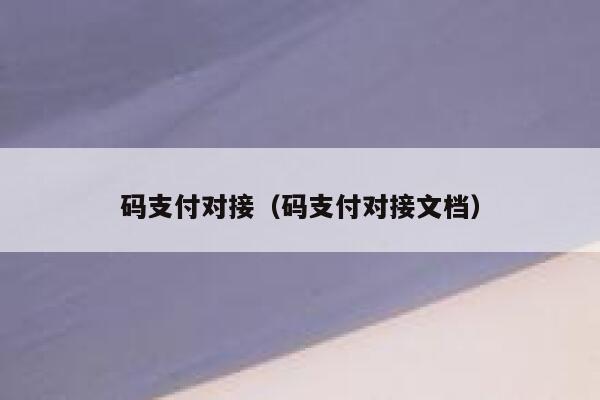 码支付对接（码支付对接文档） 第1张