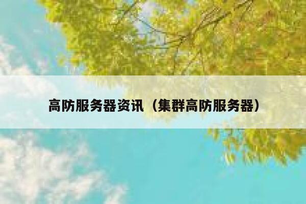 高防服务器资讯（集群高防服务器） 第1张