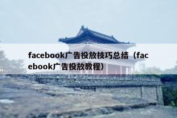 facebook广告投放技巧总结(facebook广告投放教程) 第1张 facebook广告投放技巧总结(facebook广告投放教程) 第1张