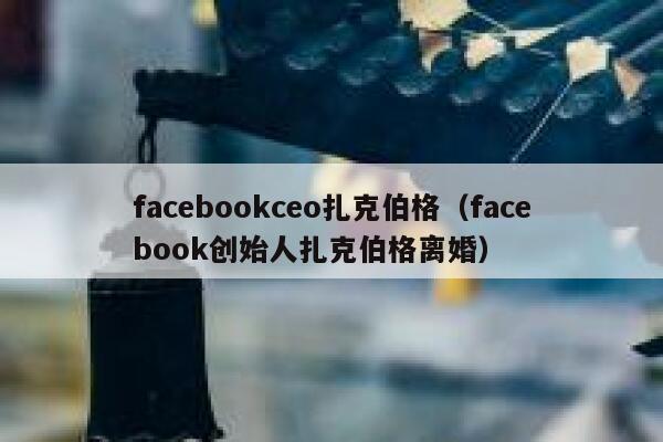 facebookceo扎克伯格（facebook创始人扎克伯格离婚） 第1张