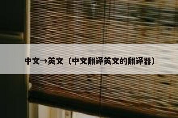 中文→英文（中文翻译英文的翻译器） 第1张