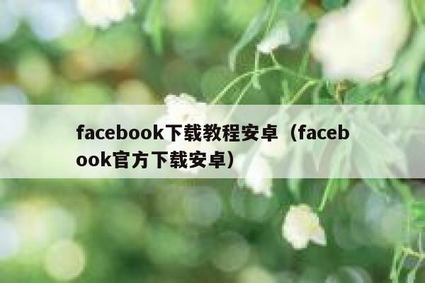 facebook下载教程安卓（facebook官方下载安卓） 第1张
