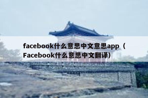 facebook什么意思中文意思app（Facebook什么意思中文翻译） 第1张
