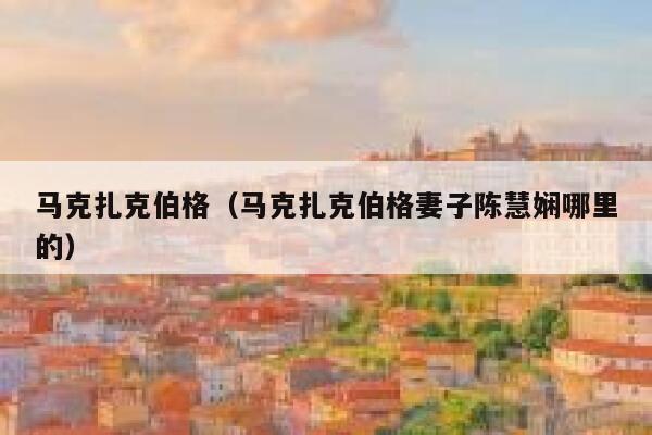 马克扎克伯格（马克扎克伯格妻子陈慧娴哪里的） 第1张