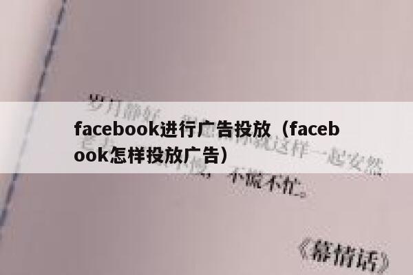 facebook进行广告投放（facebook怎样投放广告） 第1张