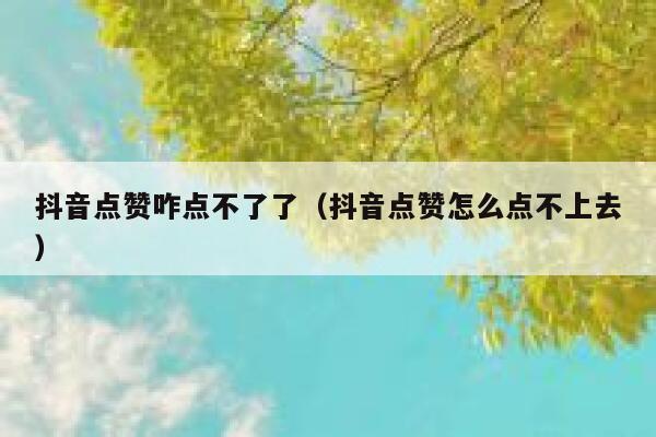 抖音点赞咋点不了了（抖音点赞怎么点不上去） 第1张