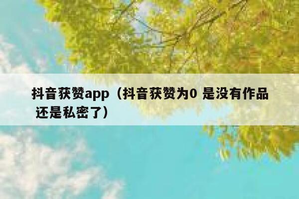 抖音获赞app（抖音获赞为0 是没有作品 还是私密了） 第1张