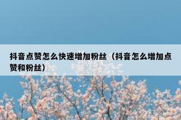 抖音点赞怎么快速增加粉丝（抖音怎么增加点赞和粉丝） 第1张