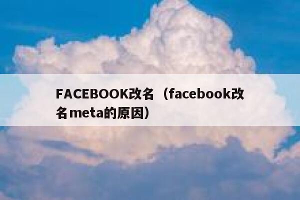 FACEBOOK改名（facebook改名meta的原因） 第1张