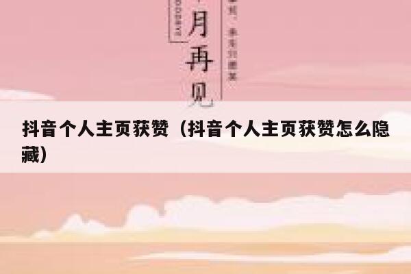 抖音个人主页获赞(抖音个人主页获赞怎么隐藏) 第1张 抖音个人主页获赞(抖音个人主页获赞怎么隐藏) 第1张