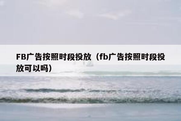 FB广告按照时段投放（fb广告按照时段投放可以吗） 第1张