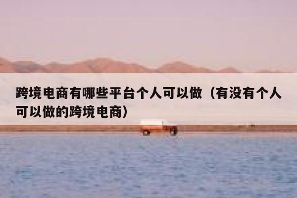 跨境电商有哪些平台个人可以做（有没有个人可以做的跨境电商） 第1张