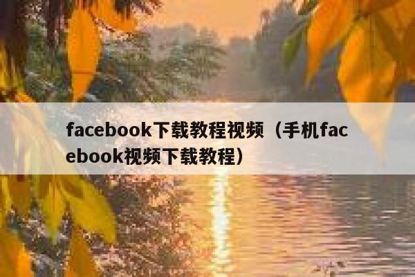facebook下载教程视频（手机facebook视频下载教程） 第1张