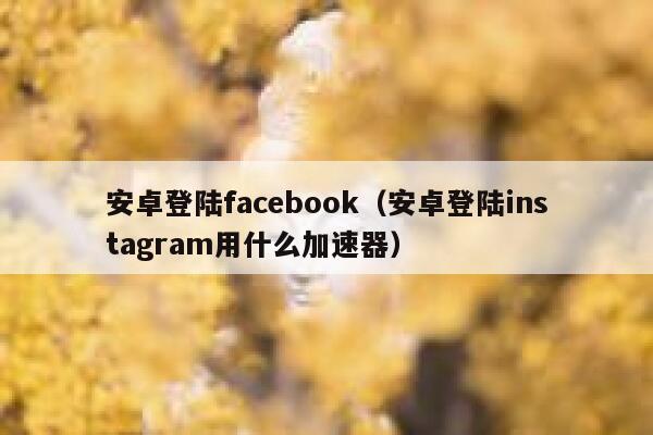 安卓登陆facebook（安卓登陆instagram用什么加速器） 第1张