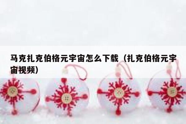 马克扎克伯格元宇宙怎么下载（扎克伯格元宇宙视频） 第1张