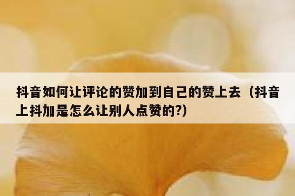 抖音如何让评论的赞加到自己的赞上去(抖音上抖加是怎么让别人点赞的?) 第1张 抖音如何让评论的赞加到自己的赞上去(抖音上抖加是怎么让别人点赞的?) 第1张