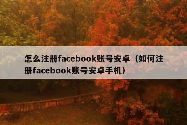 怎么注册facebook账号安卓（如何注册facebook账号安卓手机） 第1张