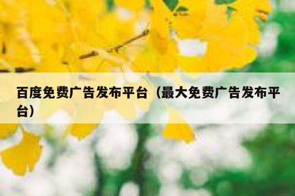 百度免费广告发布平台（最大免费广告发布平台） 第1张