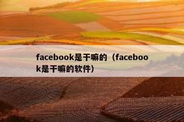 facebook是干嘛的（facebook是干嘛的软件） 第1张