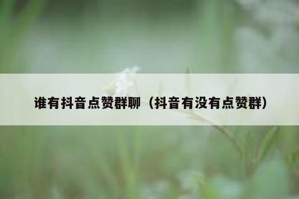 谁有抖音点赞群聊（抖音有没有点赞群） 第1张