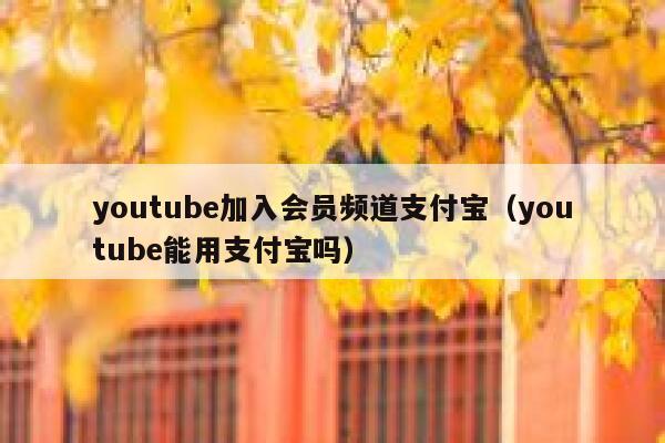 youtube加入会员频道支付宝（youtube能用支付宝吗） 第1张