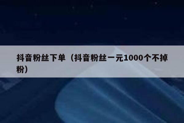 抖音粉丝下单（抖音粉丝一元1000个不掉粉） 第1张