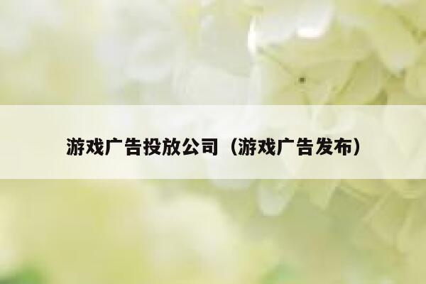 游戏广告投放公司(游戏广告发布) 第1张 游戏广告投放公司(游戏广告发布) 第1张