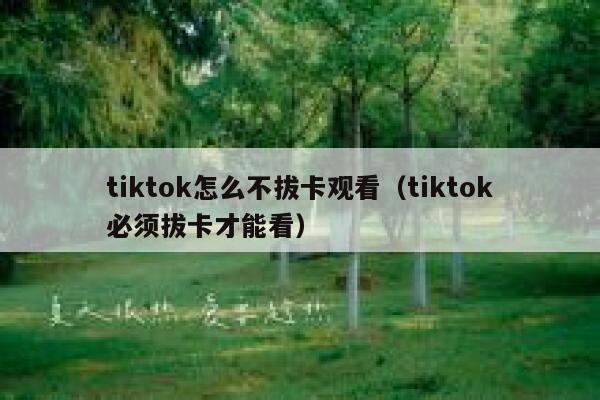 tiktok怎么不拔卡观看（tiktok必须拔卡才能看） 第1张