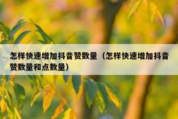 怎样快速增加抖音赞数量（怎样快速增加抖音赞数量和点数量） 第1张