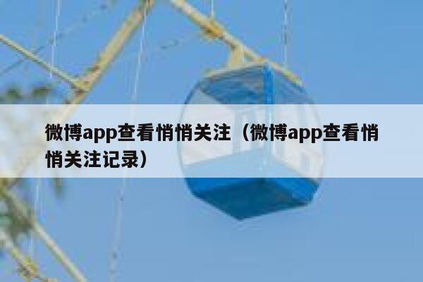 微博app查看悄悄关注（微博app查看悄悄关注记录） 第1张