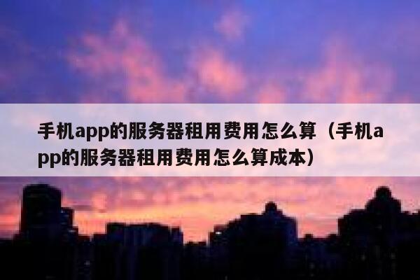 手机app的服务器租用费用怎么算（手机app的服务器租用费用怎么算成本） 第1张