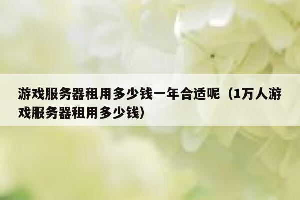 游戏服务器租用多少钱一年合适呢（1万人游戏服务器租用多少钱） 第1张