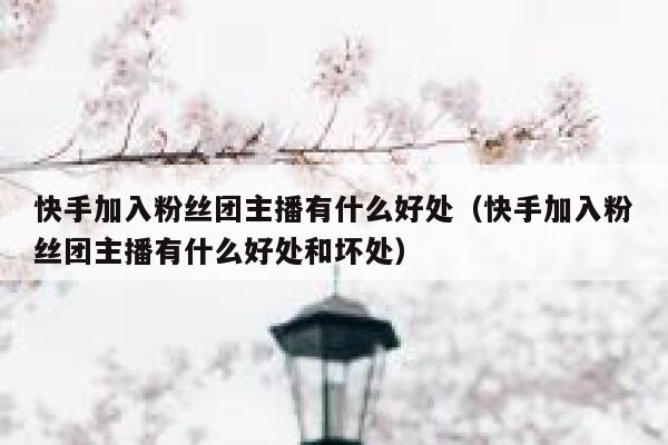 快手加入粉丝团主播有什么好处（快手加入粉丝团主播有什么好处和坏处） 第1张