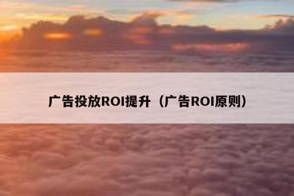 广告投放ROI提升（广告ROI原则） 第1张