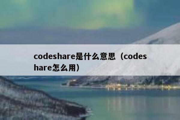 codeshare是什么意思（codeshare怎么用） 第1张