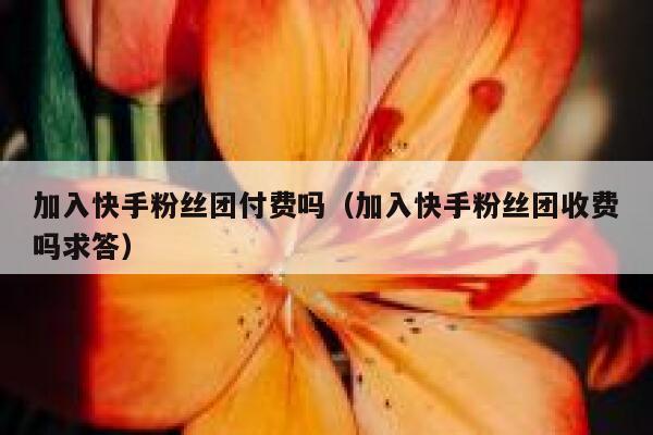 加入快手粉丝团付费吗(加入快手粉丝团收费吗求答) 第1张 加入快手粉丝团付费吗(加入快手粉丝团收费吗求答) 第1张