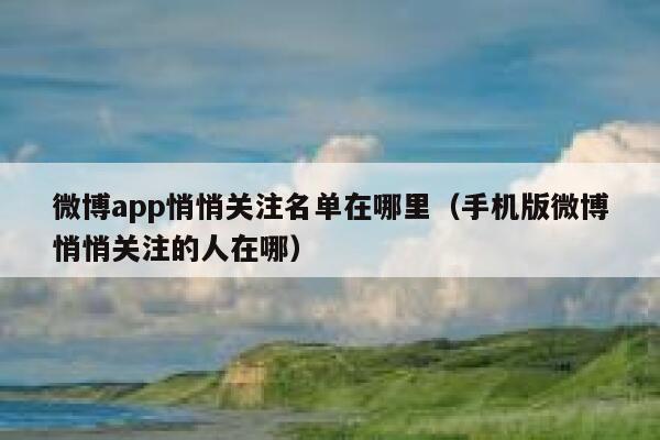 微博app悄悄关注名单在哪里（手机版微博悄悄关注的人在哪） 第1张