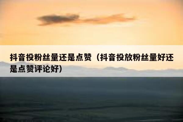 抖音投粉丝量还是点赞（抖音投放粉丝量好还是点赞评论好） 第1张