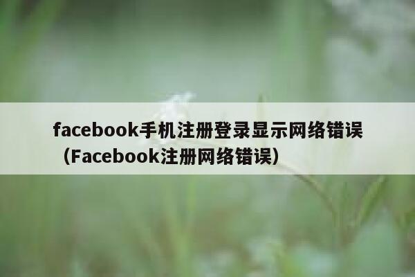 facebook手机注册登录显示网络错误（Facebook注册网络错误） 第1张
