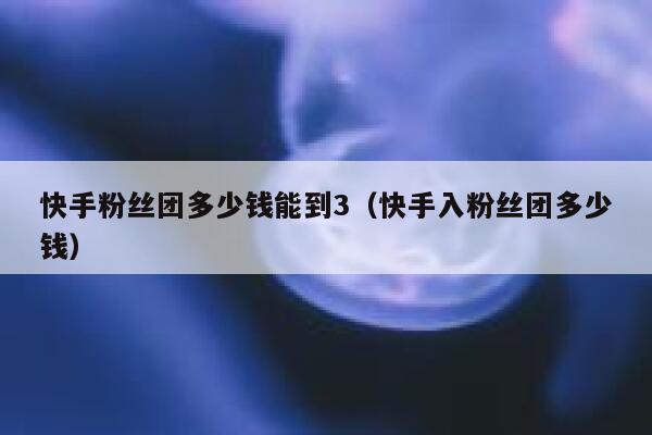 快手粉丝团多少钱能到3（快手入粉丝团多少钱） 第1张
